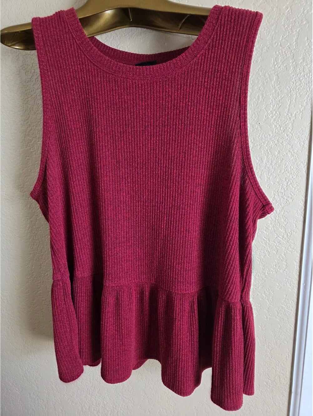 Torrid Ribbed Sleeveless Deep Berry Colored Peplum Top Size 2 or 18/20
